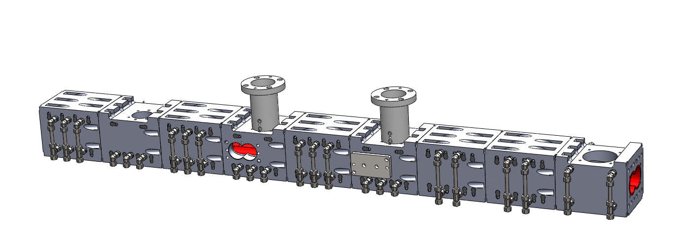 Processing unit for twin screw extruder